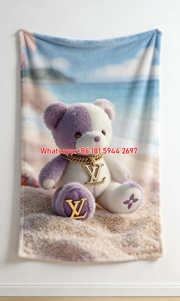 LV Lavender Teddy Blanket LV Beach Teddy Throw 064